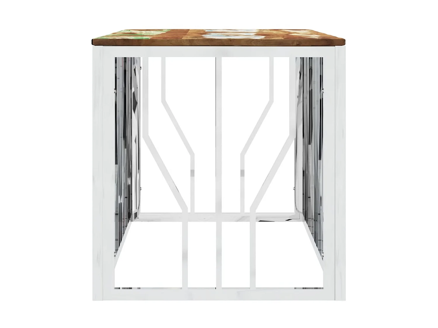 Salontafel roestvrij staal en massief gerecycled hout zilver NL34808