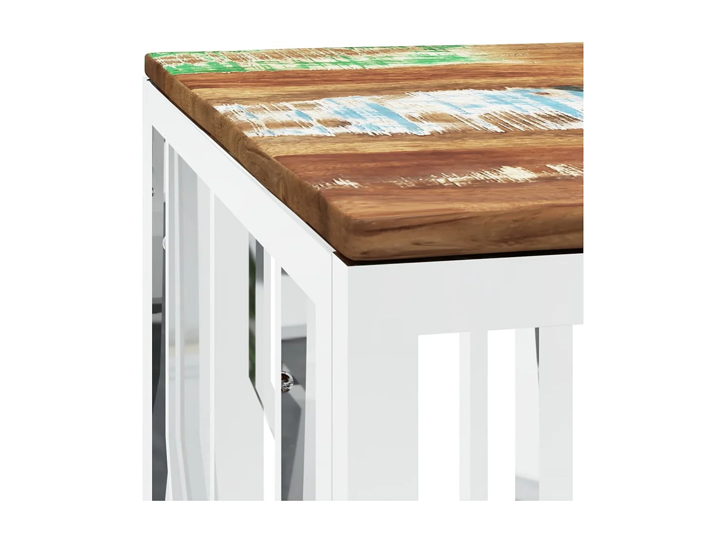 Salontafel roestvrij staal en massief gerecycled hout zilver NL34808