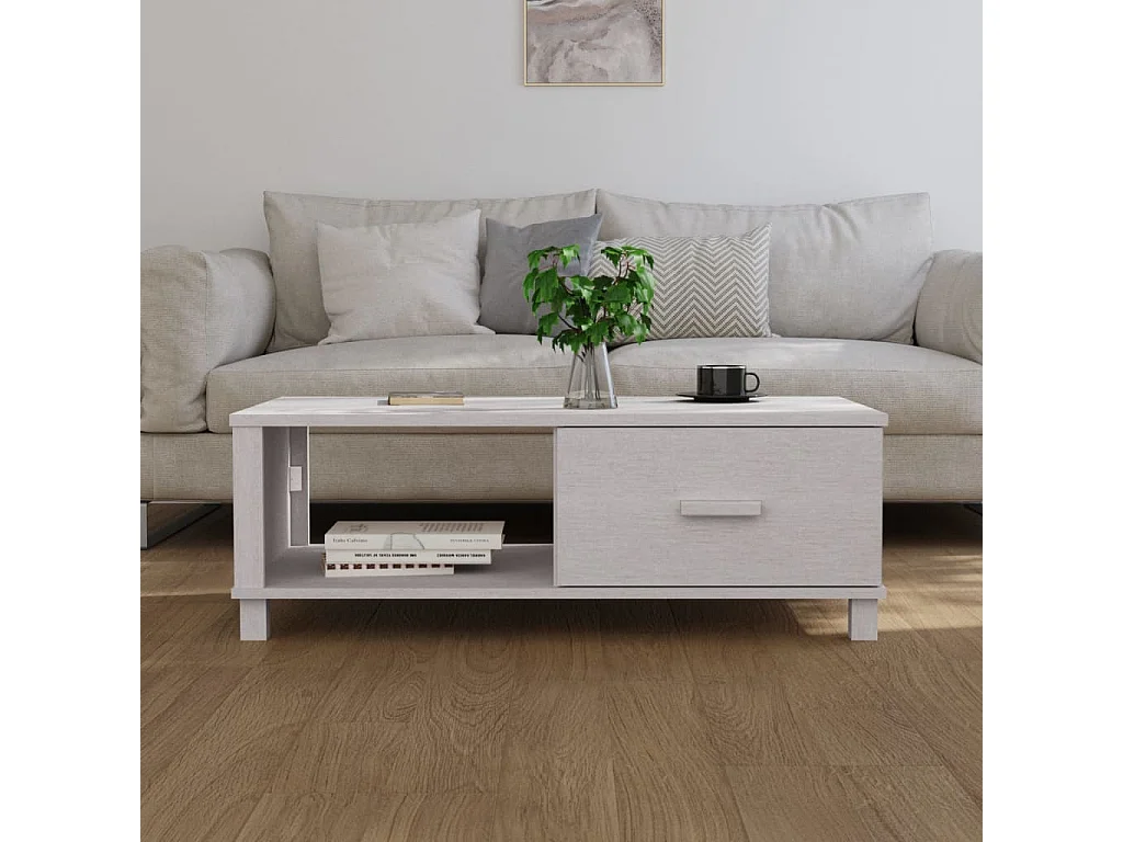 Mesa de centro HAMAR 100x55x35 cm pinho maciço branco PT126953