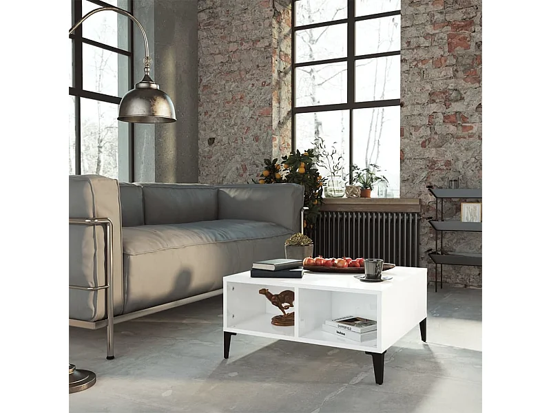 Table basse Blanc brillant 60x60x30 cm Aggloméré OFR15166 BonneVie Meuble