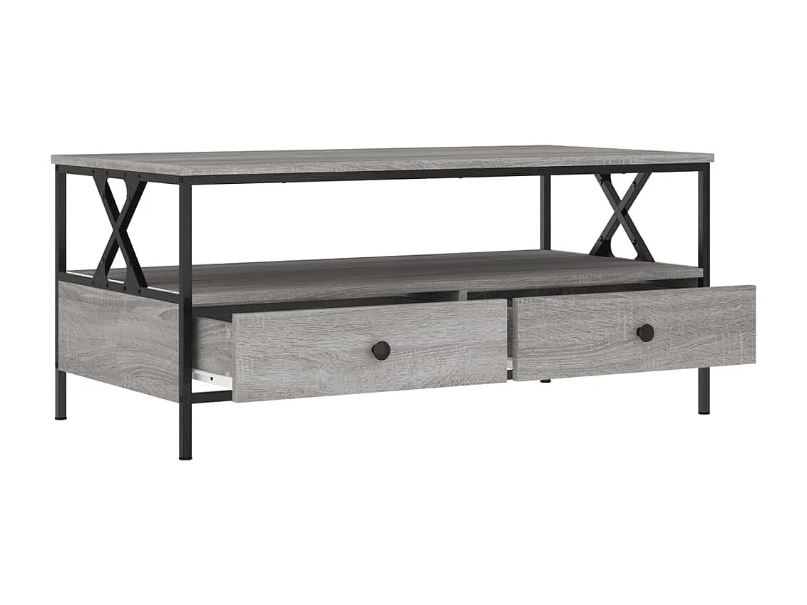 Table basse sonoma gris 100x51x45 cm bois d'ingénierie OFR74481 BonneVie Meuble