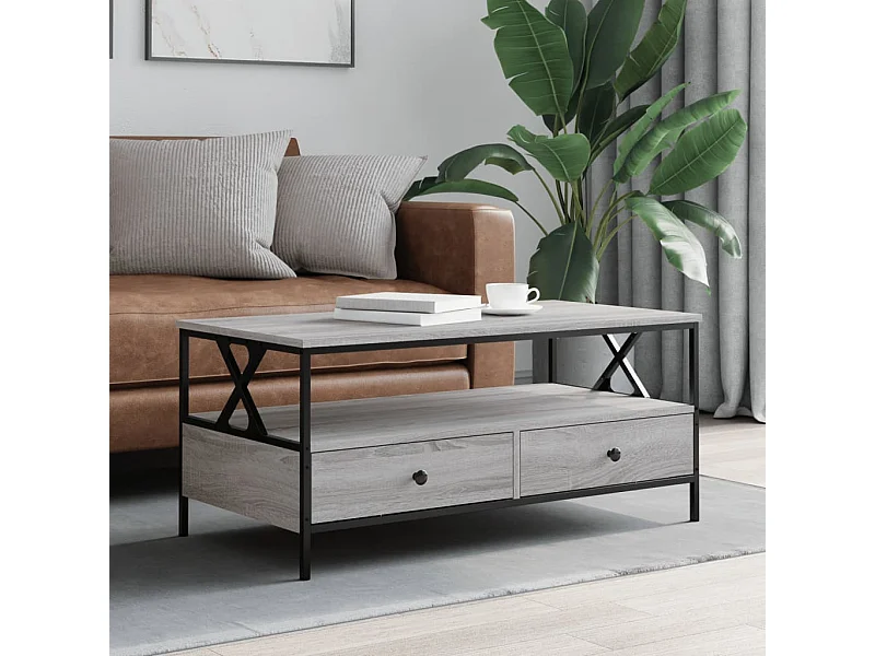 Salontafel 100x51x45 cm bewerkt hout grijs sonoma eiken NL13381