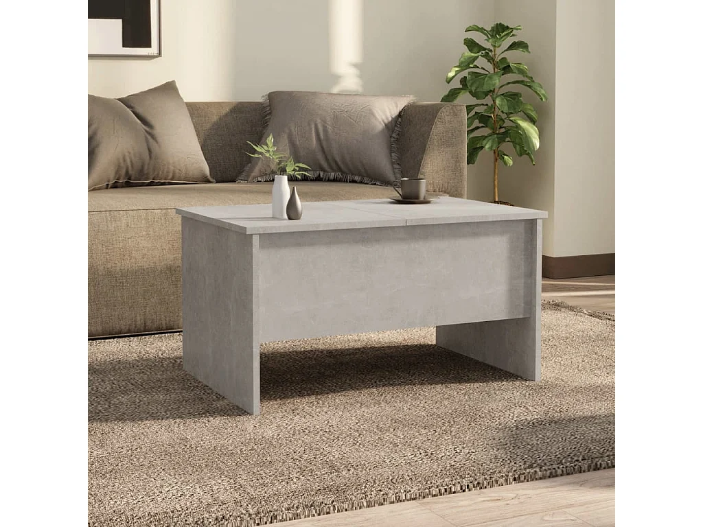 Table basse Gris béton 80x50x42,5 cm Bois d'ingénierie OFR49043 BonneVie Meuble