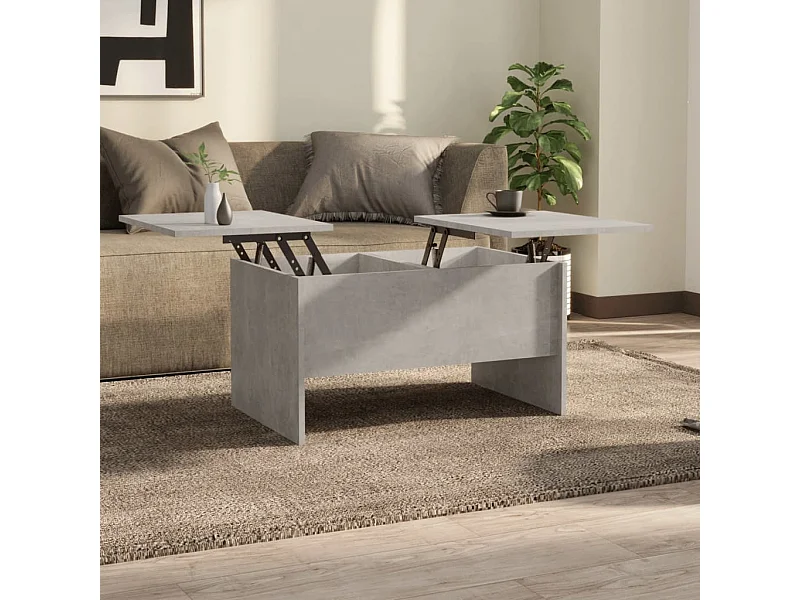 Mesa de centro madera contrachapada gris hormigón 80x50x42,5 cm ES25539