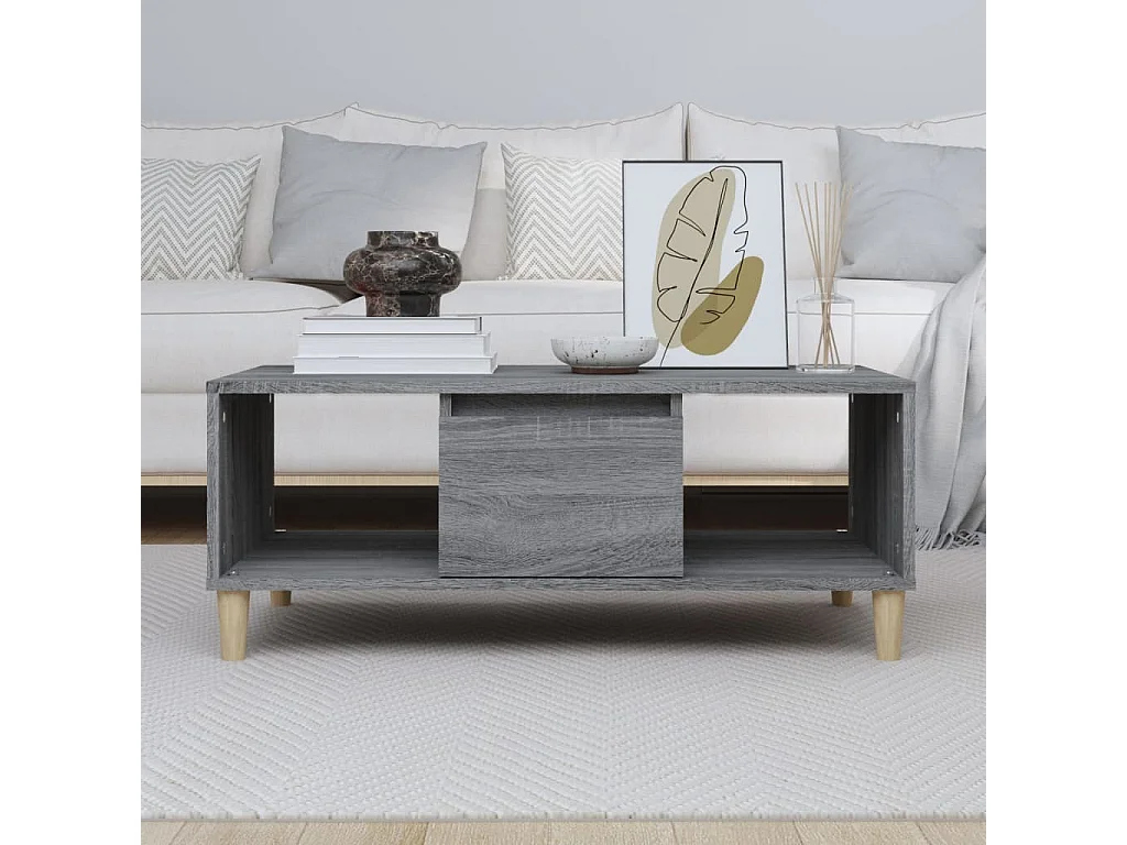 Table basse Sonoma gris 90x50x36,5 cm Bois d'ingénierie OFR95507 BonneVie Meuble