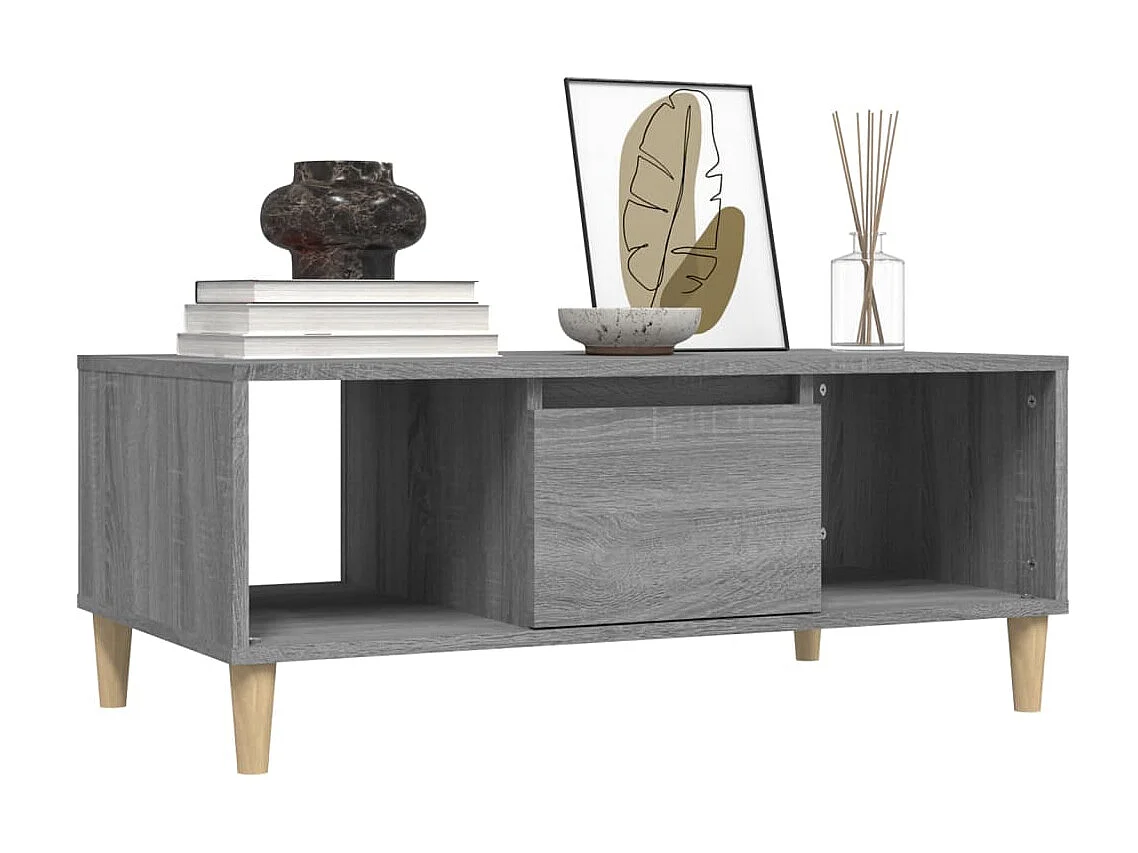 Table basse Sonoma gris 90x50x36,5 cm Bois d'ingénierie OFR95507 BonneVie Meuble