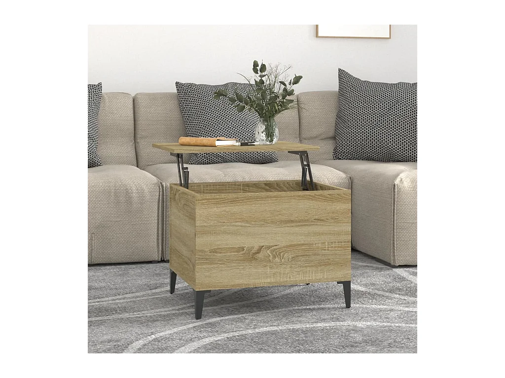 Table basse relevable Chêne sonoma 60x44,5x45 cm Bois d'ingénierie OFR37335 BonneVie Meuble