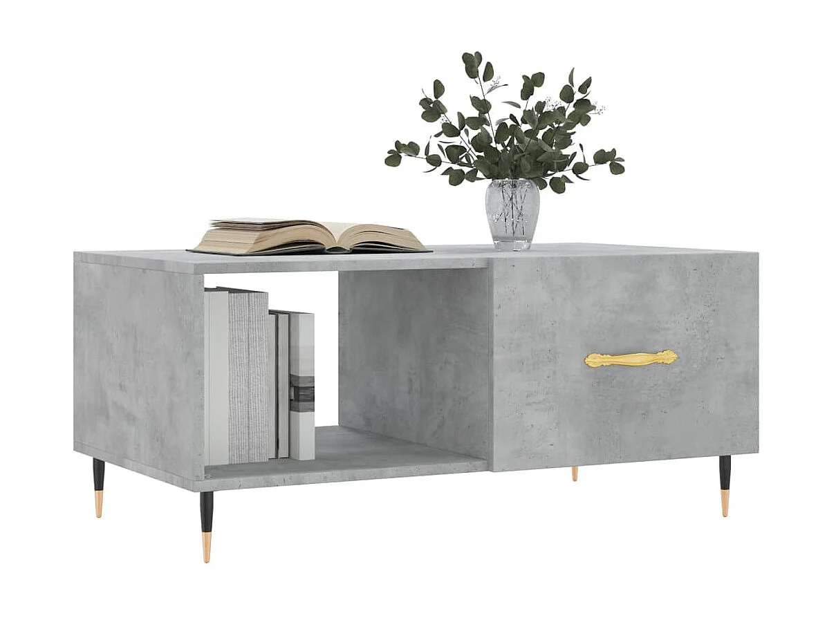 Mesa de centro madera contrachapada gris hormigón 90x50x40 cm ES83441