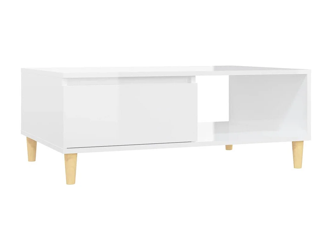 Table basse Blanc brillant 90x60x35 cm Aggloméré OFR99445 BonneVie Meuble