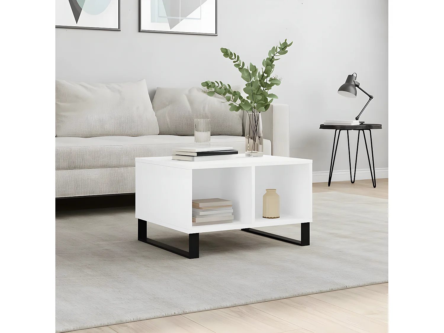 Mesa de centro 60x50x36,5 cm derivados de madeira branco PT367958