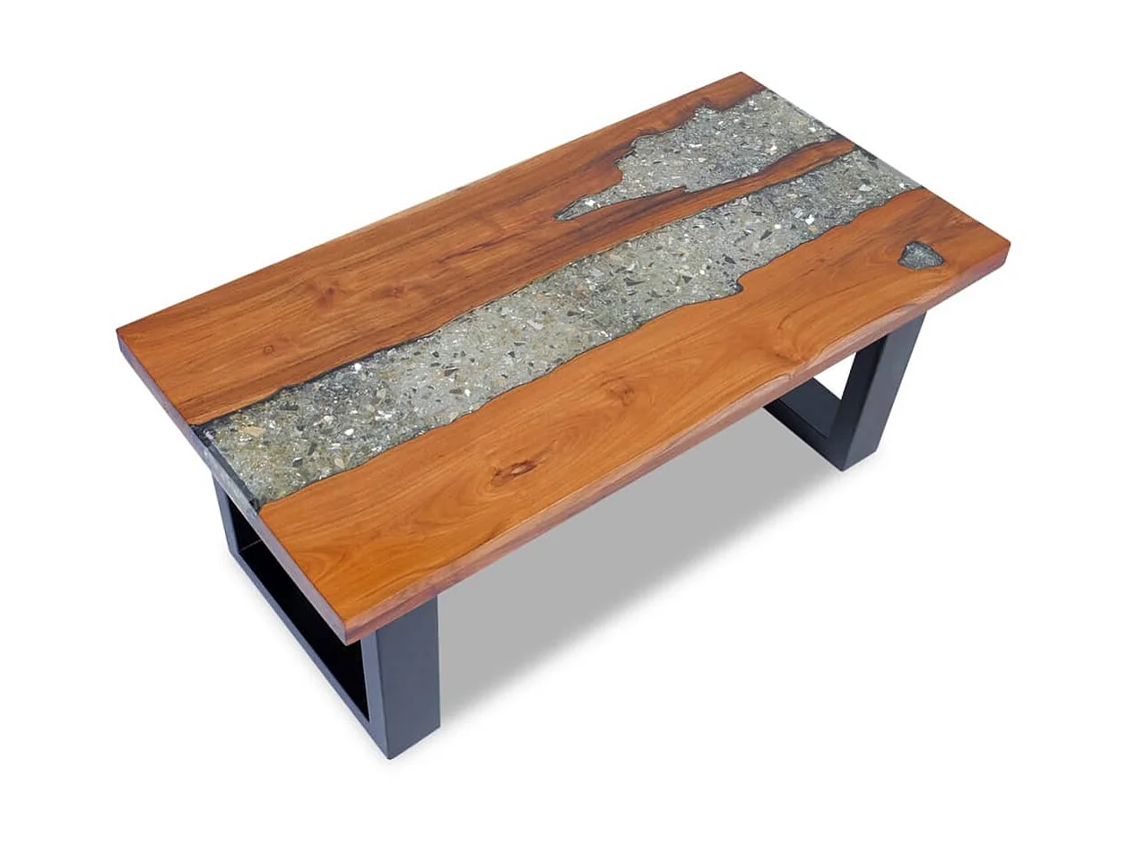 Mesa de centro de resina de teca 100x50 cm ES83721