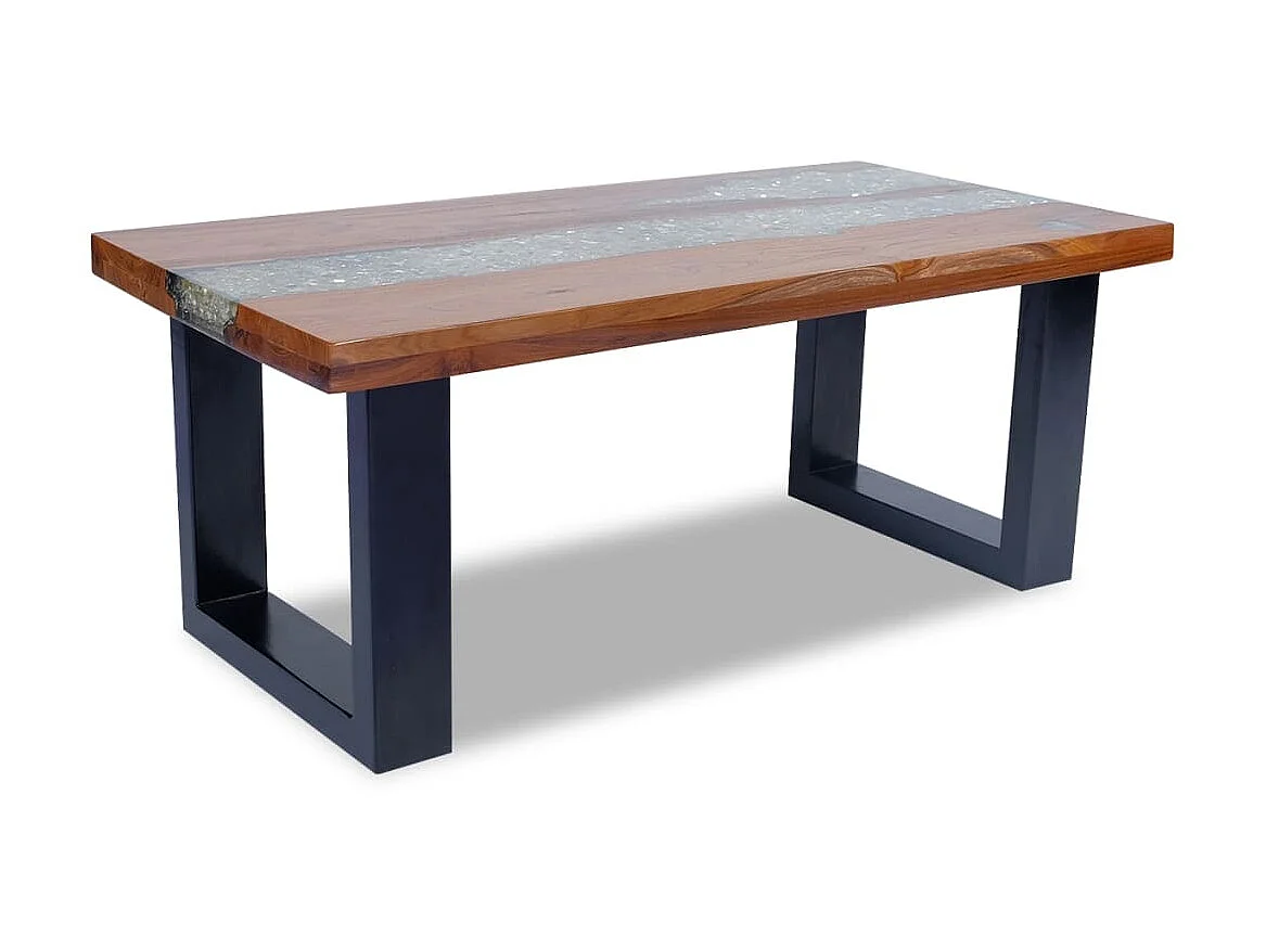Table basse Teck Résine 100 x 50 cm OFR62681 BonneVie Meuble