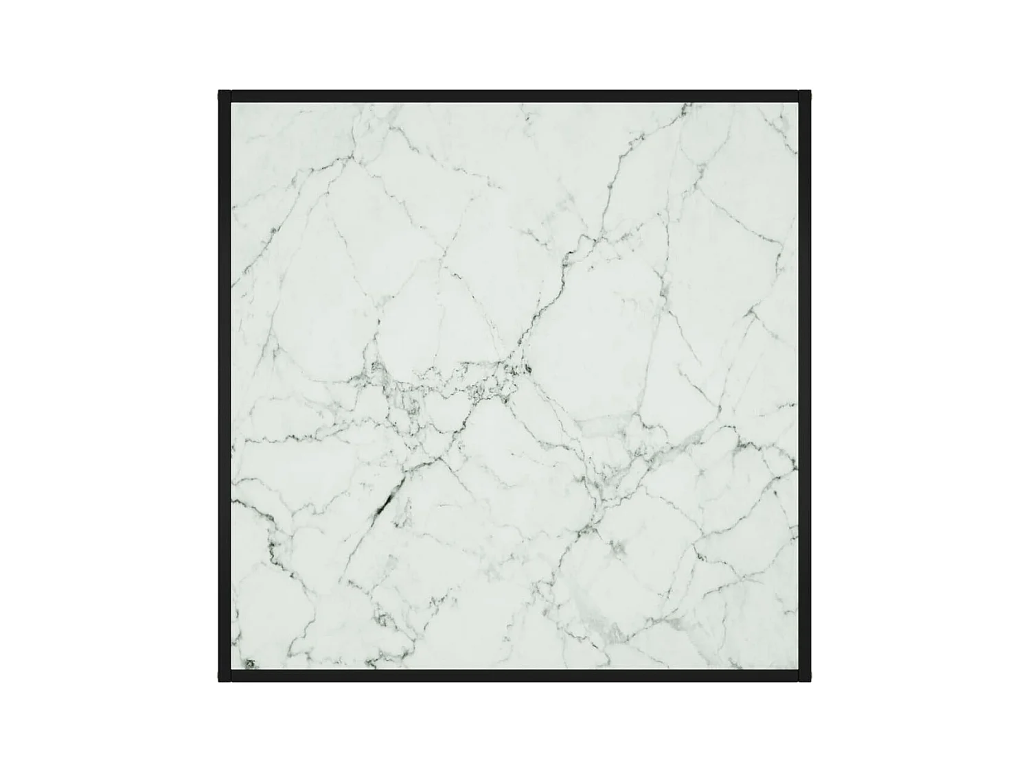 Table basse Noir avec verre marbre blanc 90x90x50 cm OFR15172 BonneVie Meuble