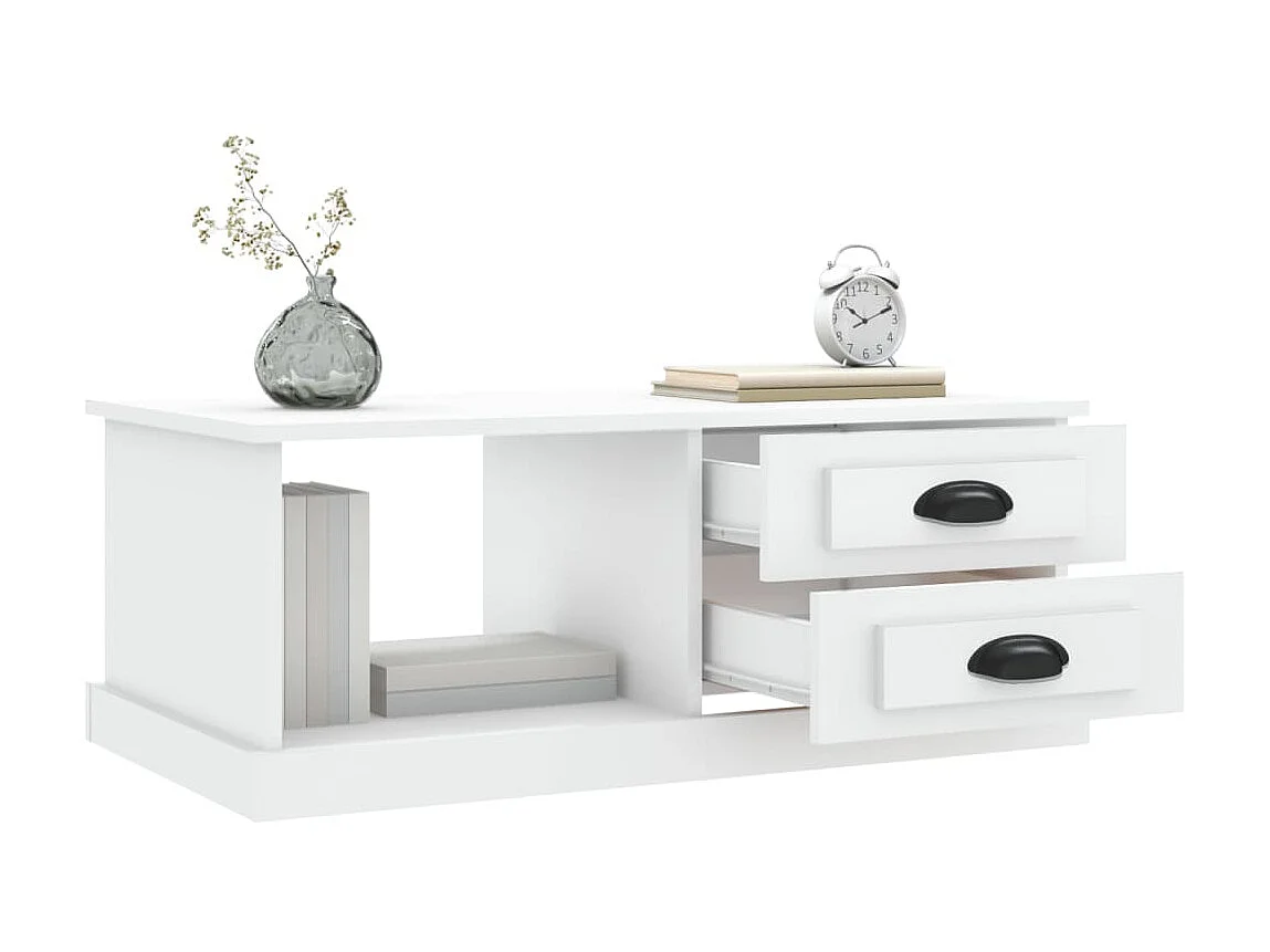 Table basse blanc 90x50x35 cm bois d'ingénierie OFR23706 BonneVie Meuble