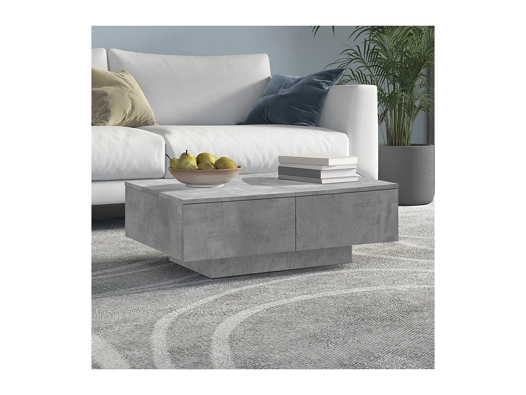 Table basse Gris béton 90x60x31 cm Aggloméré OFR24971 BonneVie Meuble