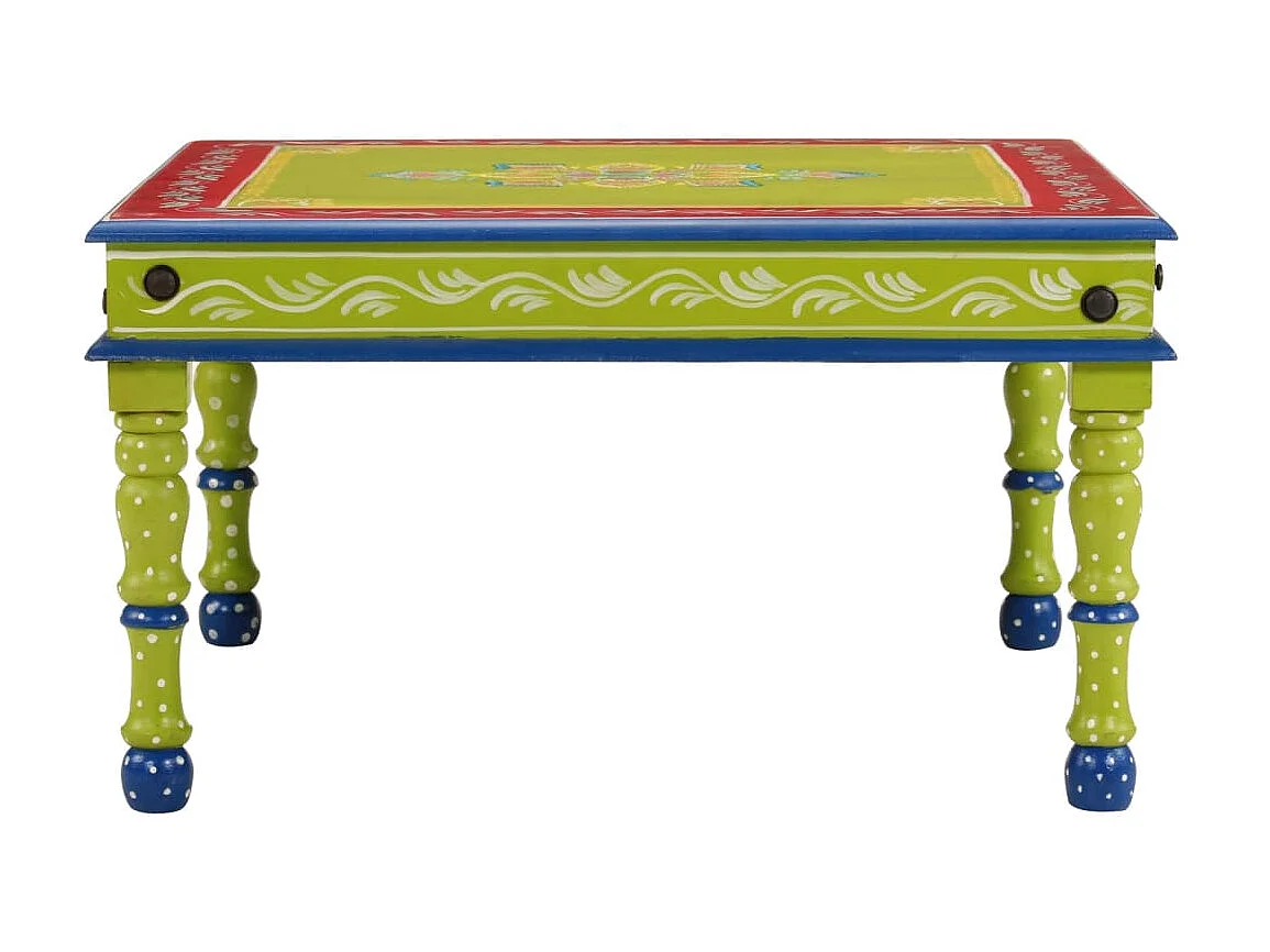 Mesa de centro madera maciza de mango verde pintada a mano ES32824