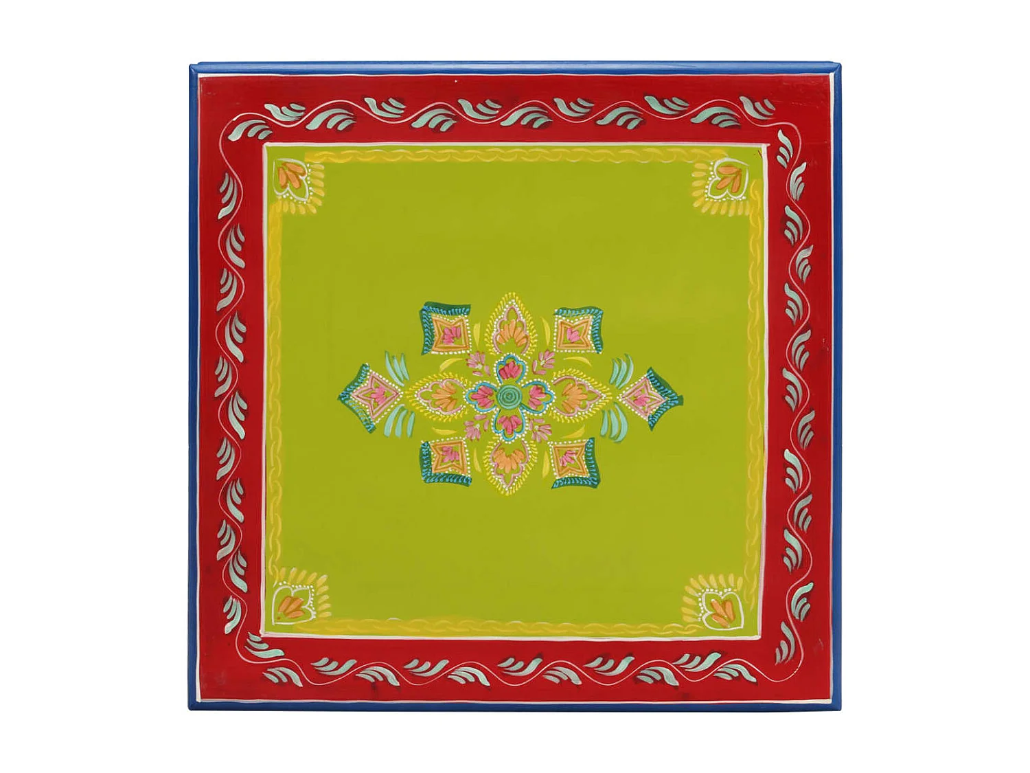 Mesa de centro madera maciza de mango verde pintada a mano ES32824