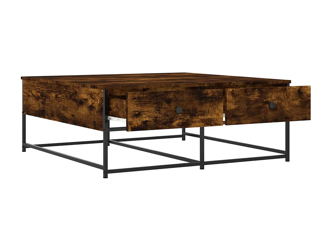 Table basse chêne fumé 100x99x40 cm bois d'ingénierie OFR30382 BonneVie Meuble