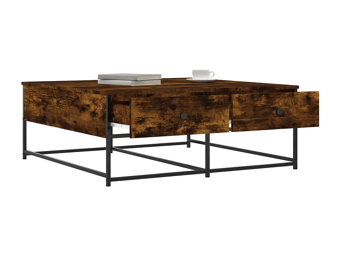 Table basse chêne fumé 100x99x40 cm bois d'ingénierie OFR30382 BonneVie Meuble