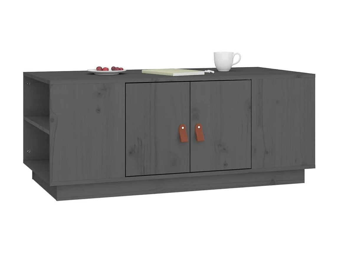 Table basse Gris 100x50x41 cm Bois massif de pin OFR29645 BonneVie Meuble