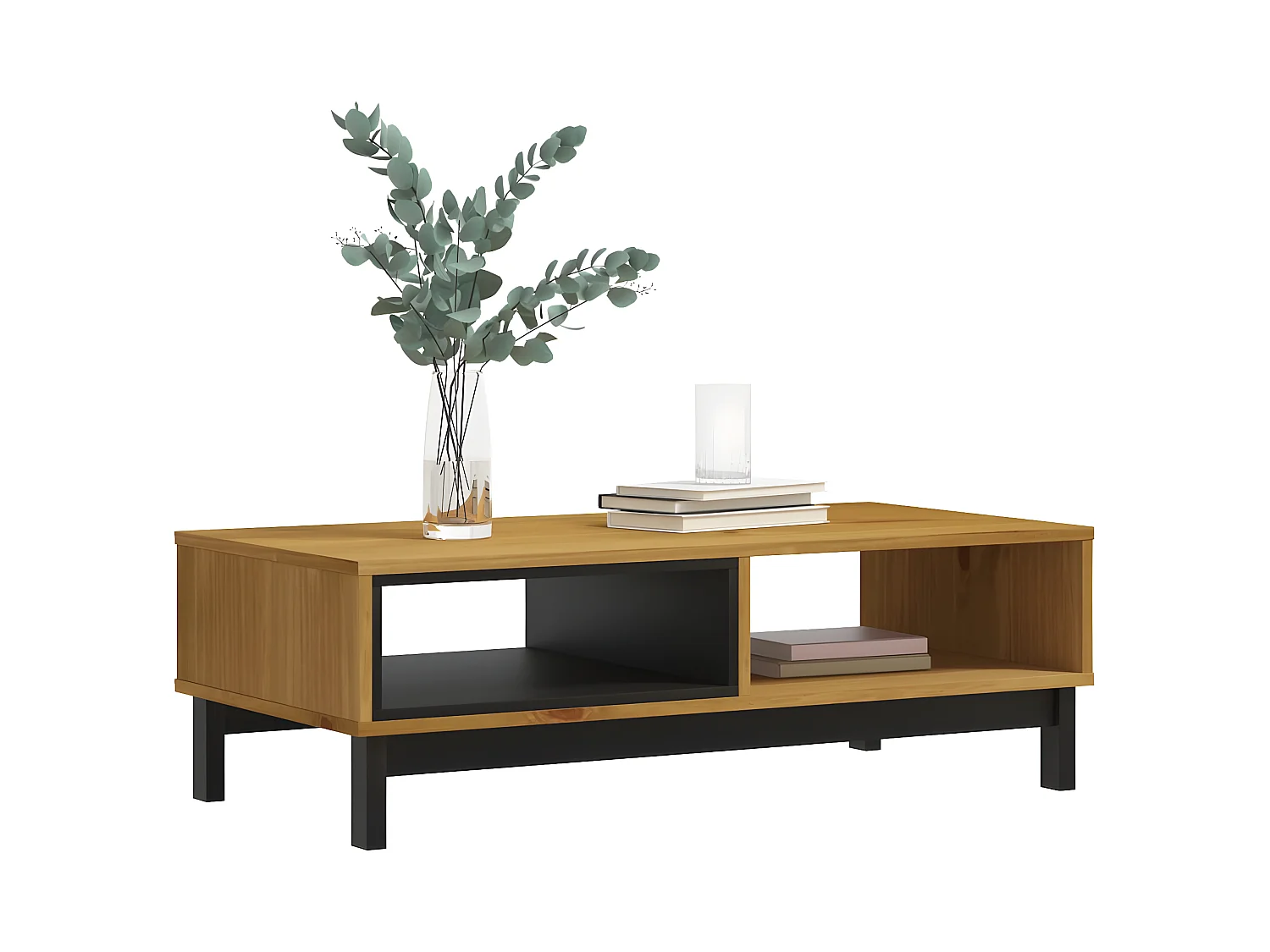 Table basse FLAM 100x50x32,5 cm bois de pin massif OFR52029 BonneVie Meuble