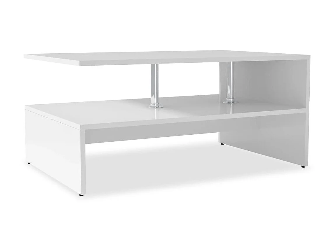 Table basse Bois d'ingénierie 90x59x42 cm Blanc OFR99547 BonneVie Meuble