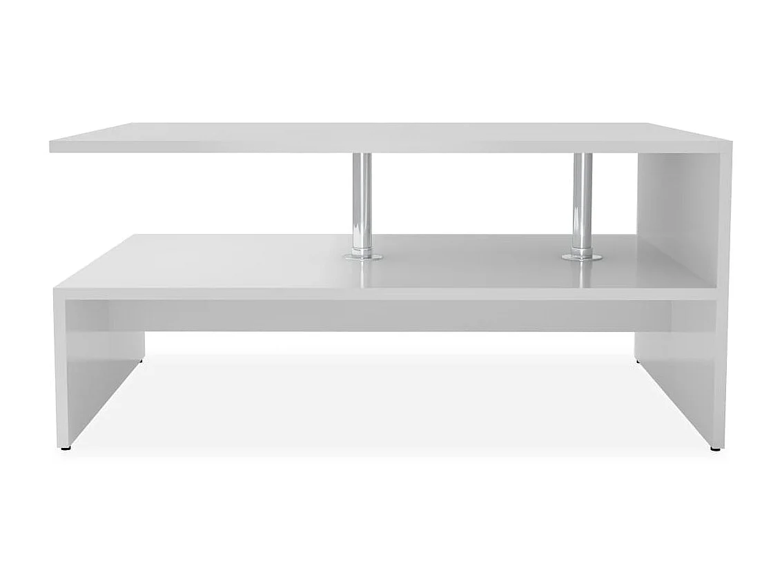 Table basse Bois d'ingénierie 90x59x42 cm Blanc OFR99547 BonneVie Meuble