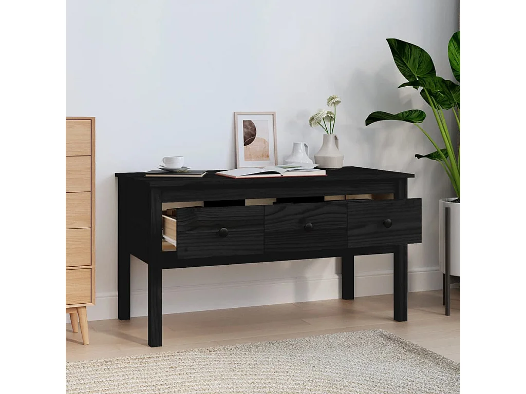 Salontafel 102x49x55 cm massief grenenhout zwart NL22433