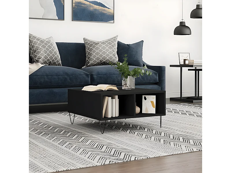 Mesa de centro 60x60x30 cm derivados de madeira preto PT743499