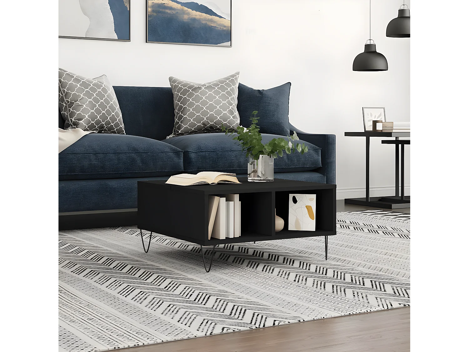 Mesa de centro 60x60x30 cm derivados de madeira preto PT743499