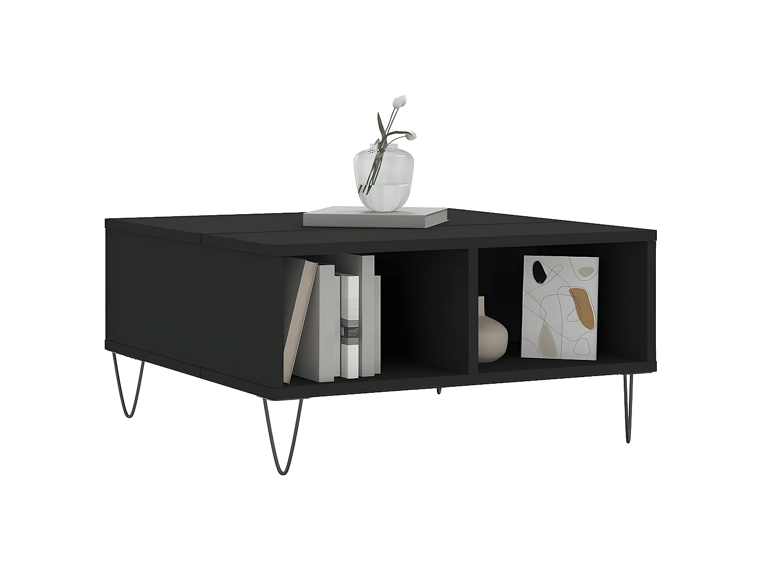 Mesa de centro 60x60x30 cm derivados de madeira preto PT743499