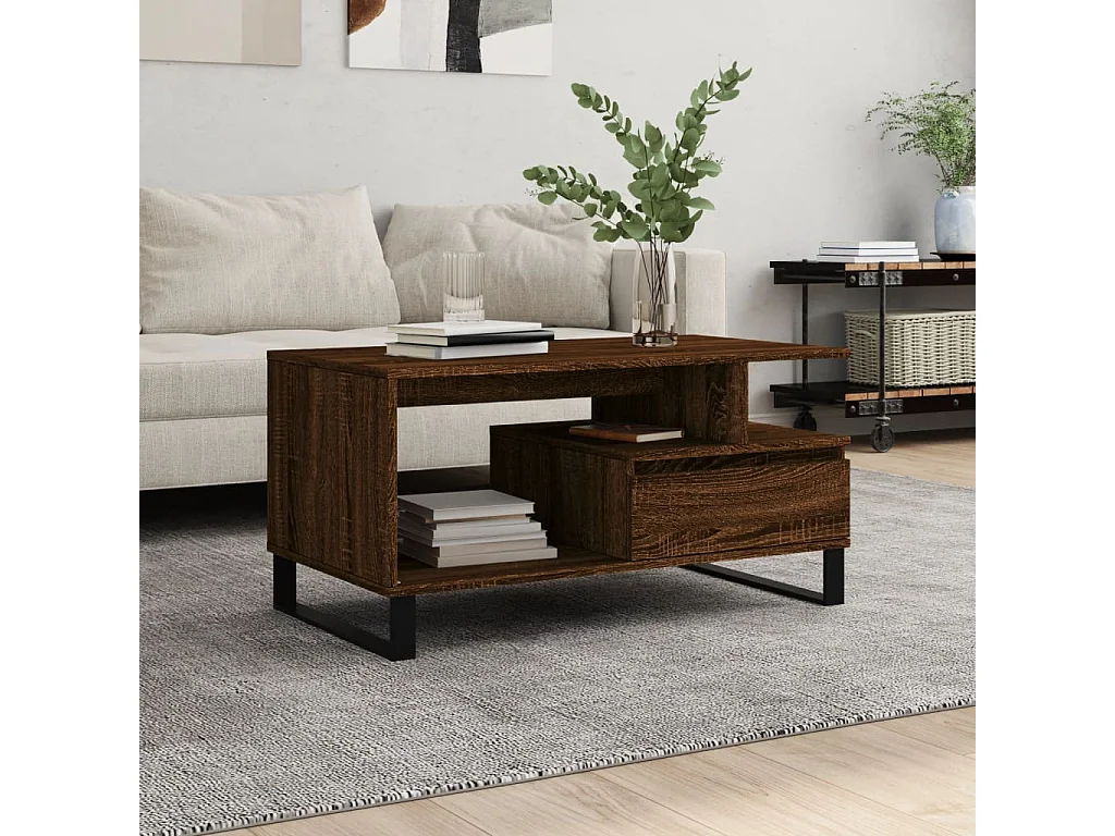 Salontafel 90x49x45 cm bewerkt hout bruineiken NL24862