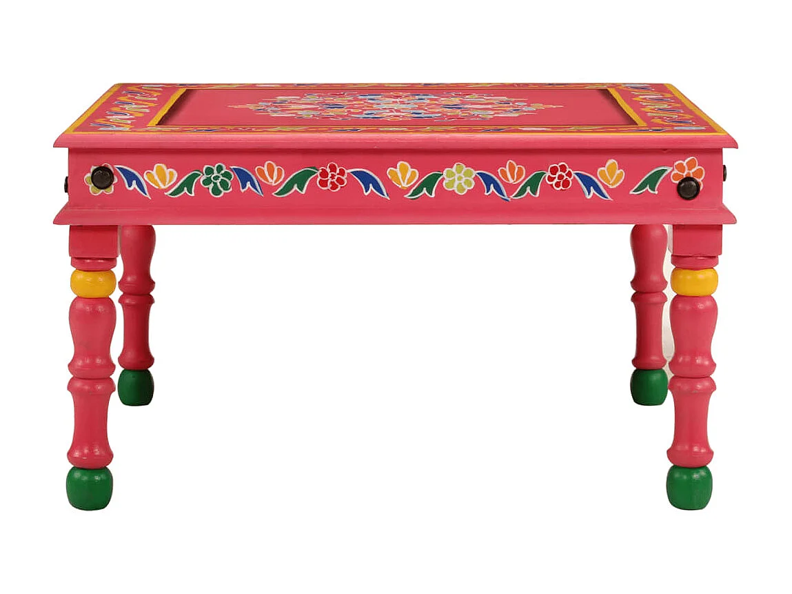 Table basse rose bois de manguier massif peint à la main OFR23283 BonneVie Meuble