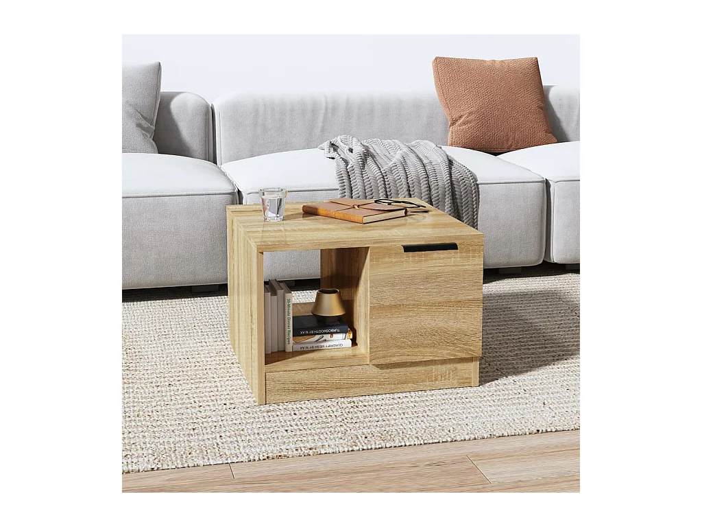 Table basse Chêne sonoma 50x50x36 cm Bois d'ingénierie OFR58621 BonneVie Meuble