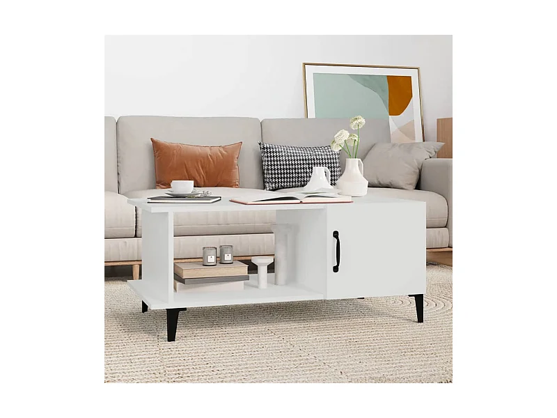 Table basse Blanc 90x50x40 cm Bois d'ingénierie OFR15706 BonneVie Meuble