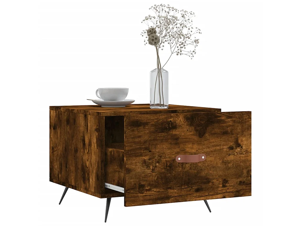 Salontafel 50x50x40 cm bewerkt hout gerookt eikenkleurig NL29552