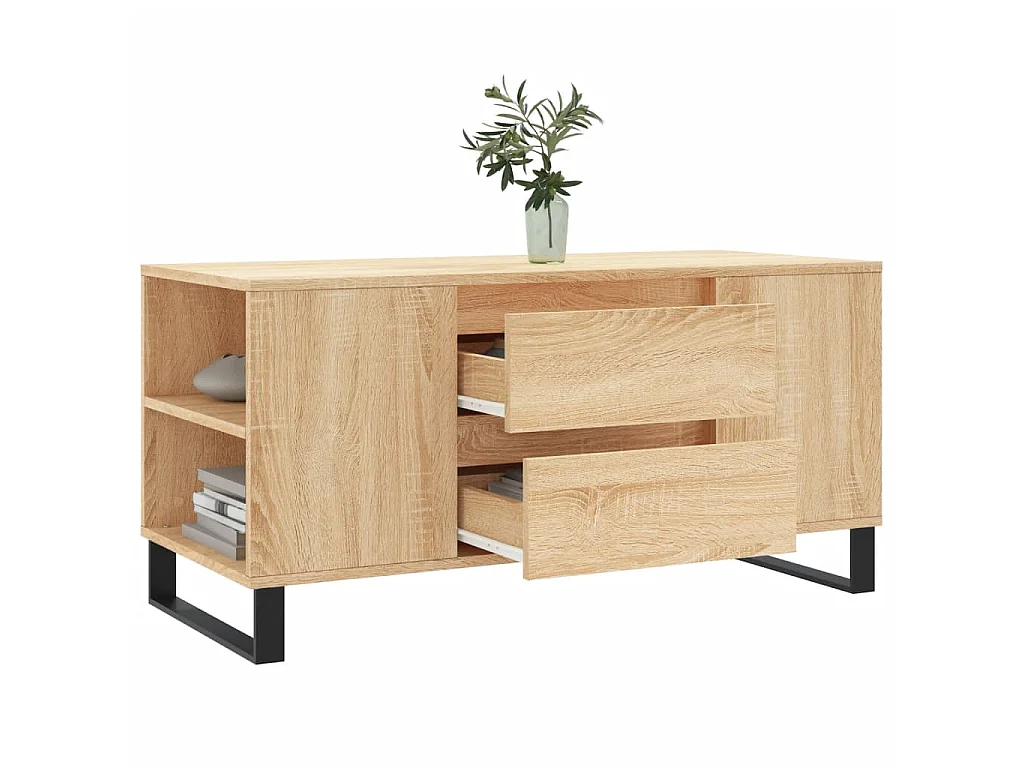 Table basse chêne sonoma 102x44,5x50 cm bois d'ingénierie OFR62461 BonneVie Meuble