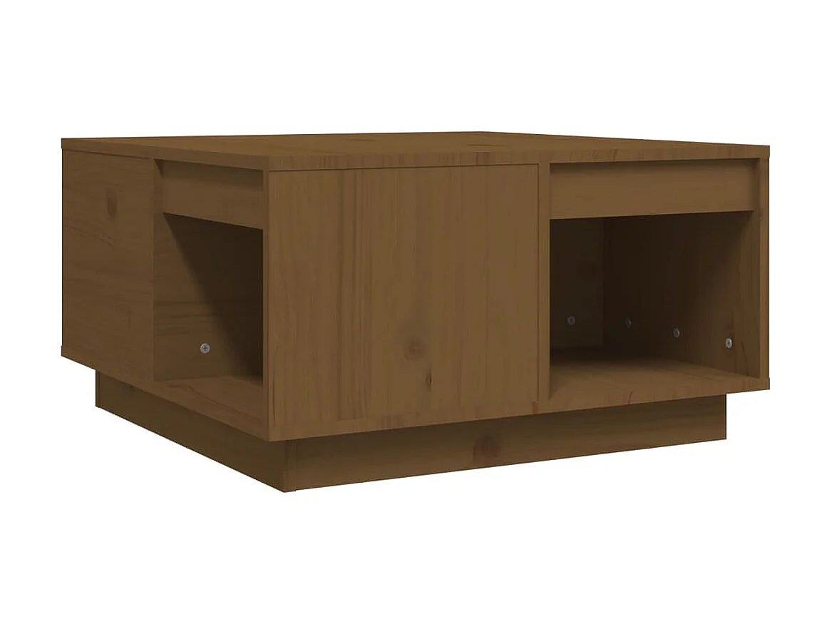 Table basse Marron miel 60x61x32,5 cm Bois massif de pin OFR12312 BonneVie Meuble