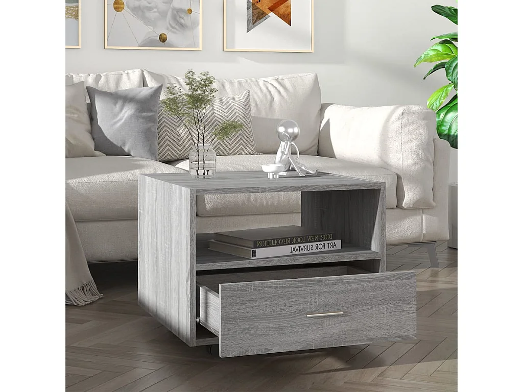 Mesa de centro madera de ingeniería gris Sonoma 55x55x40 cm ES78961