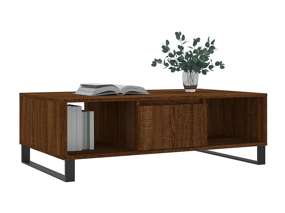 Mesa de centro madera de ingeniería roble marrón 104x60x35 cm ES49303