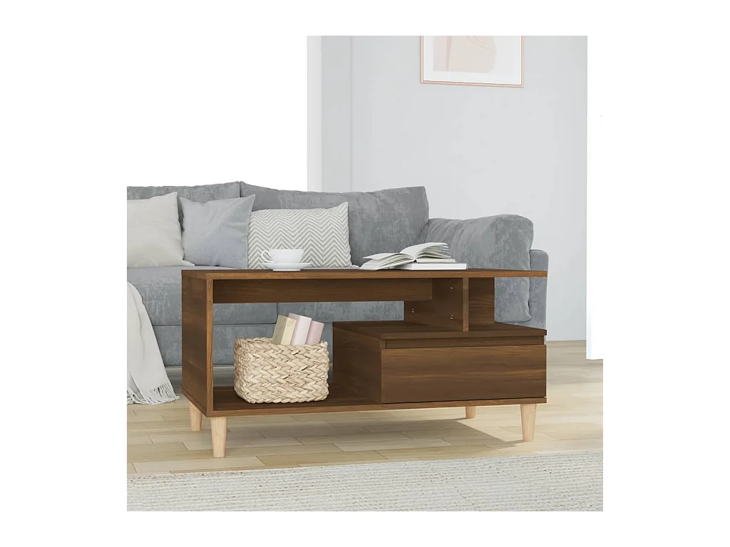 Table basse Chêne marron 90x49x45 cm Bois d'ingénierie OFR35585 BonneVie Meuble