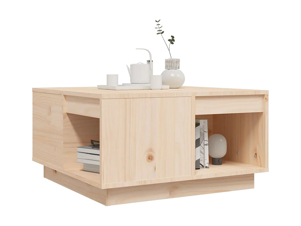 Table basse 60x61x32,5 cm Bois massif de pin OFR96235 BonneVie Meuble