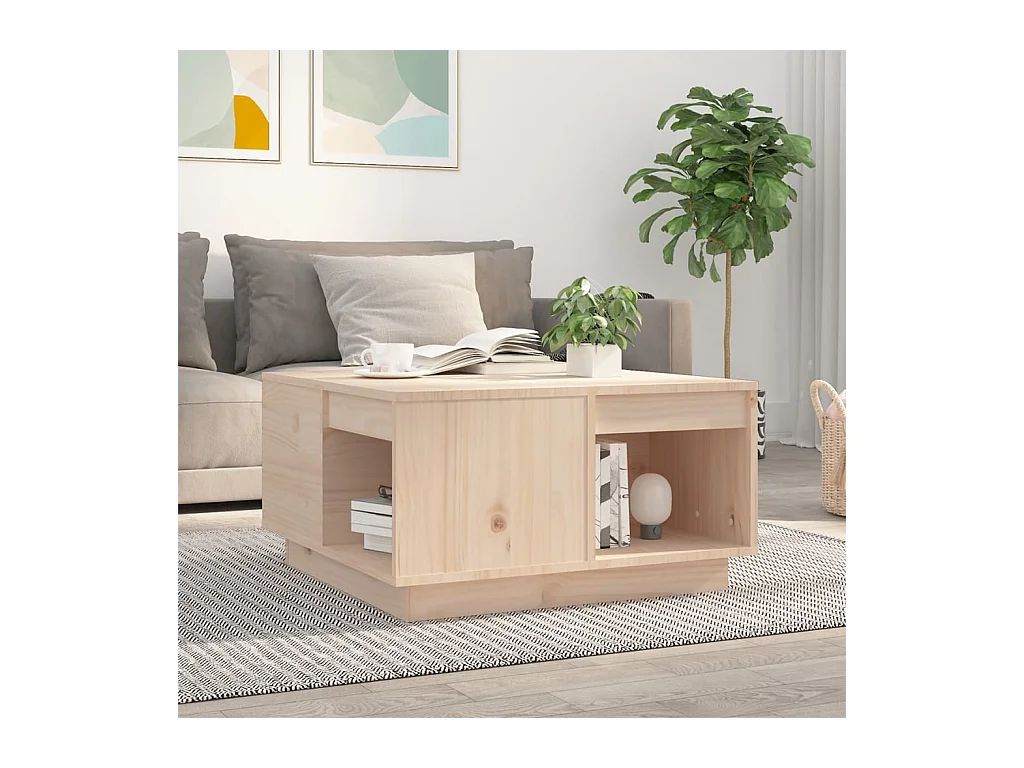 Table basse 60x61x32,5 cm Bois massif de pin OFR96235 BonneVie Meuble
