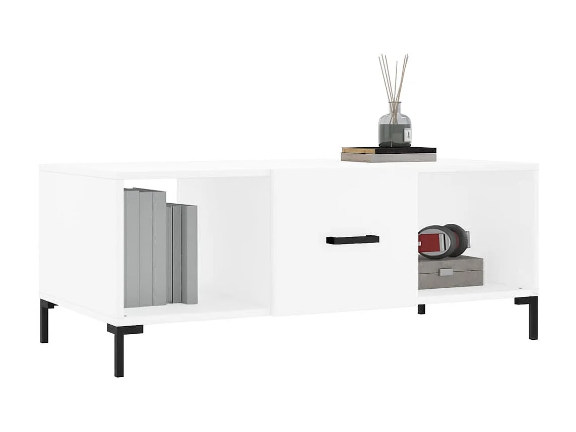 Table basse blanc 102x50x40 cm bois d'ingénierie OFR38371 BonneVie Meuble