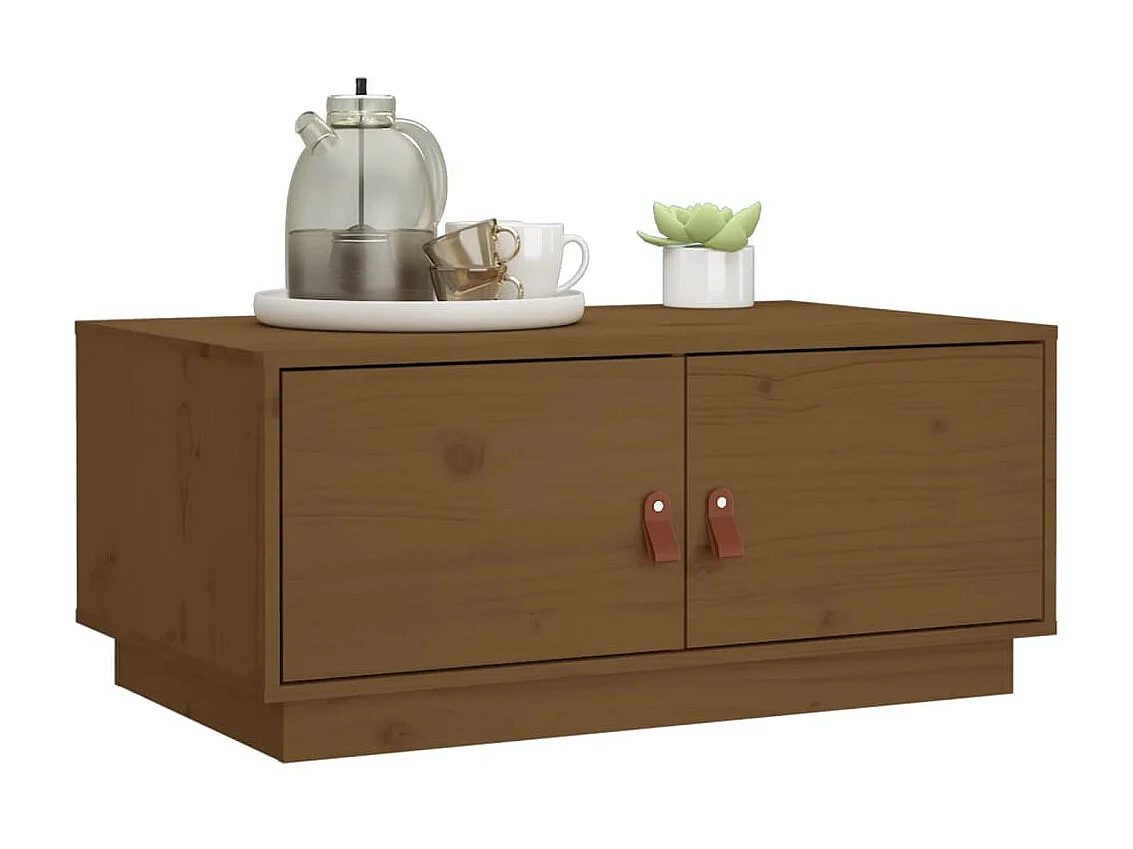 Table basse Marron miel 80x50x35 cm Bois massif de pin OFR27505 BonneVie Meuble