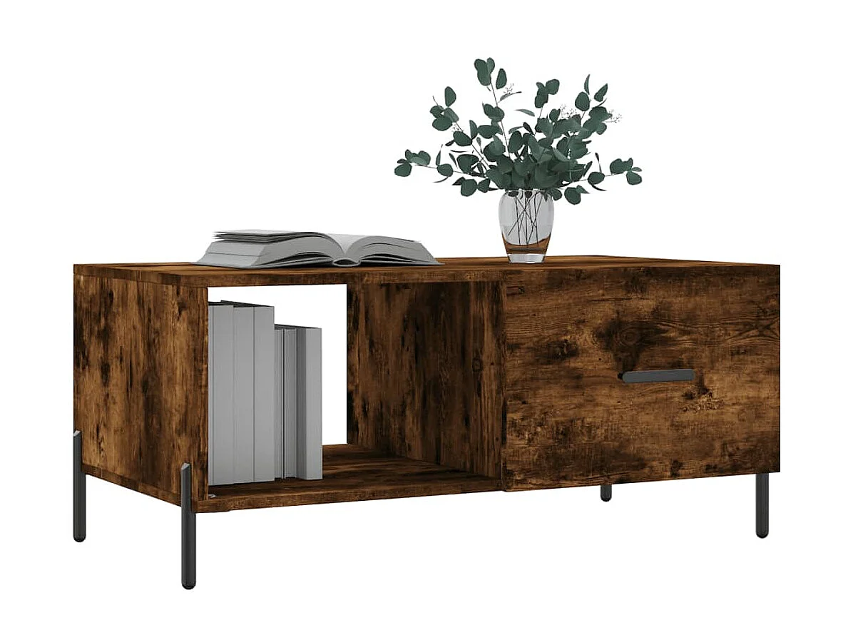 Salontafel 90x50x40 cm bewerkt hout gerookt eikenkleurig NL93321