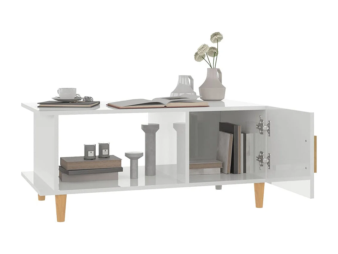 Mesa de centro 90x50x40 cm madeira processada branco brilhante PT177410