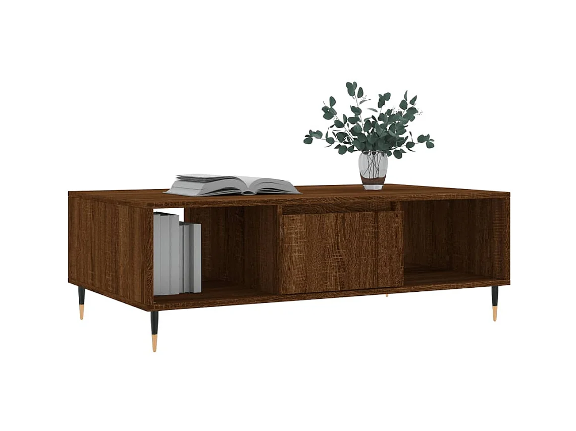 Salontafel 104x60x35 cm bewerkt hout bruineiken NL46192