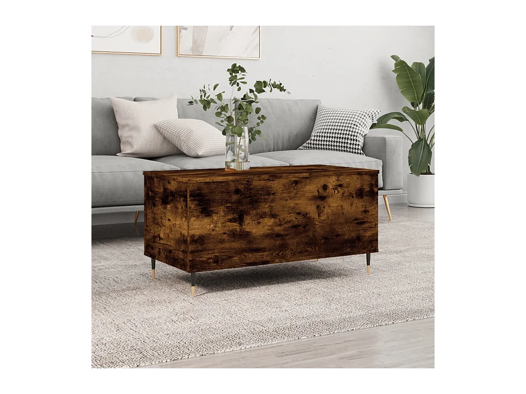 Table basse relevable Chêne fumé 90x44,5x45 cm Bois d'ingénierie OFR84623 BonneVie Meuble