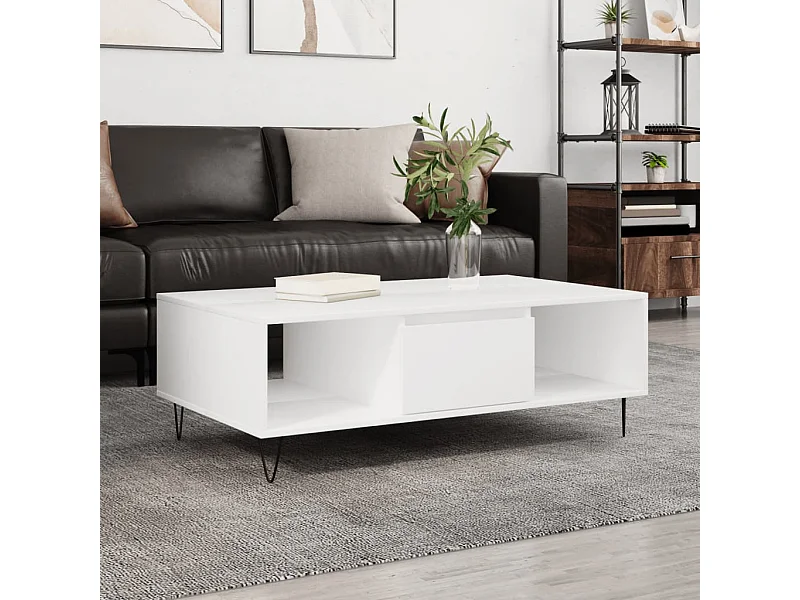 Table basse blanc 104x60x35 cm bois d'ingénierie OFR48690 BonneVie Meuble